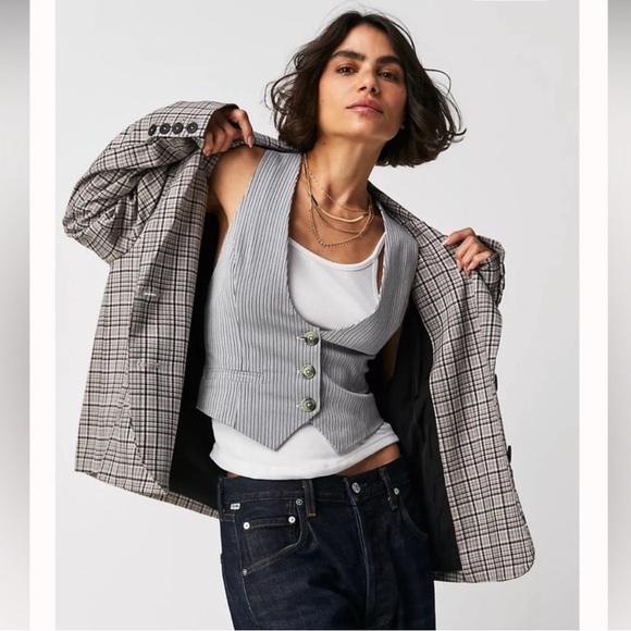 Free People We The Free Cali Plaid Blazer - Picture 3 of 8